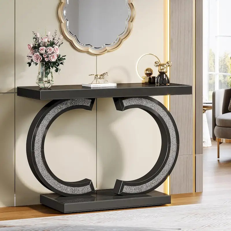 Console argentée, 39 table d'entrée à miroir pour entrée