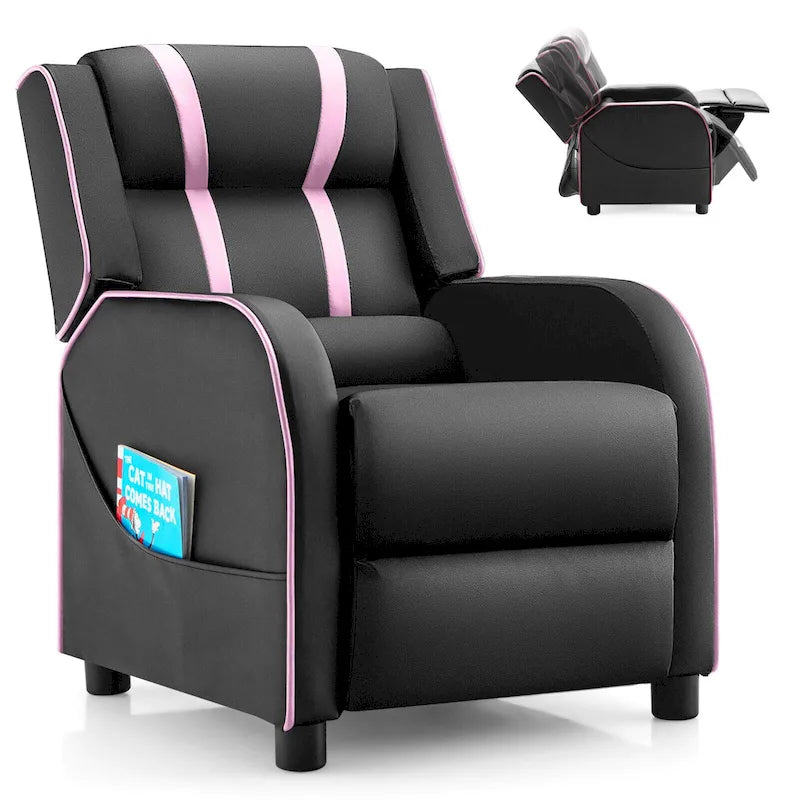 Fauteuil Inclinable Enfant Gymax Ergonomique en Cuir avec Repose-Pieds