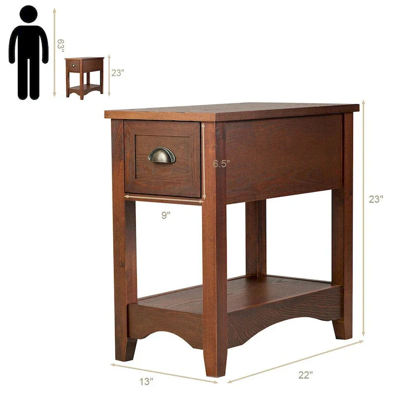 Ensemble de 2 tables d'appoint contemporaines compactes Gymax avec tiroir - 13 X 22 X 23 (L X l X H)