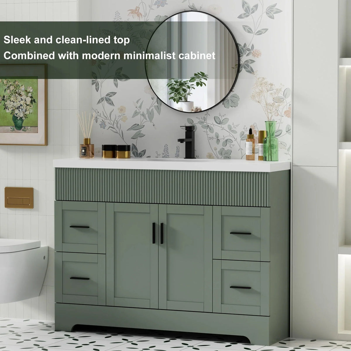 Wavy Line Ensemble meuble-lavabo de salle de bain 30/36/48 avec vasque & robinet