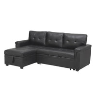 Canapé sectionnel convertible réversible avec lit escamotable, méridienne de rangement dissimulée et pieds durables