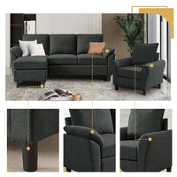 Canapé d'angle 3 places avec fauteuil et pouf pour salon