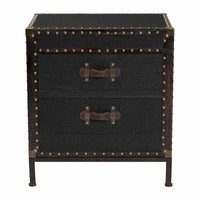 Table d'appoint/Malle de rangement en toile effet vieilli Laura