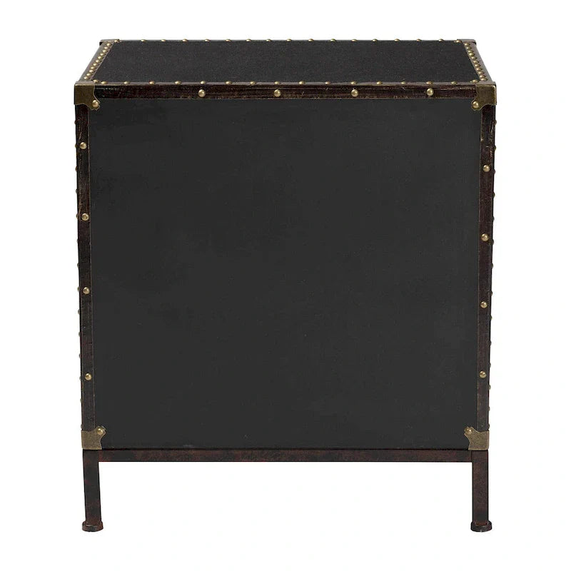 Table d'appoint/Malle de rangement en toile effet vieilli Laura