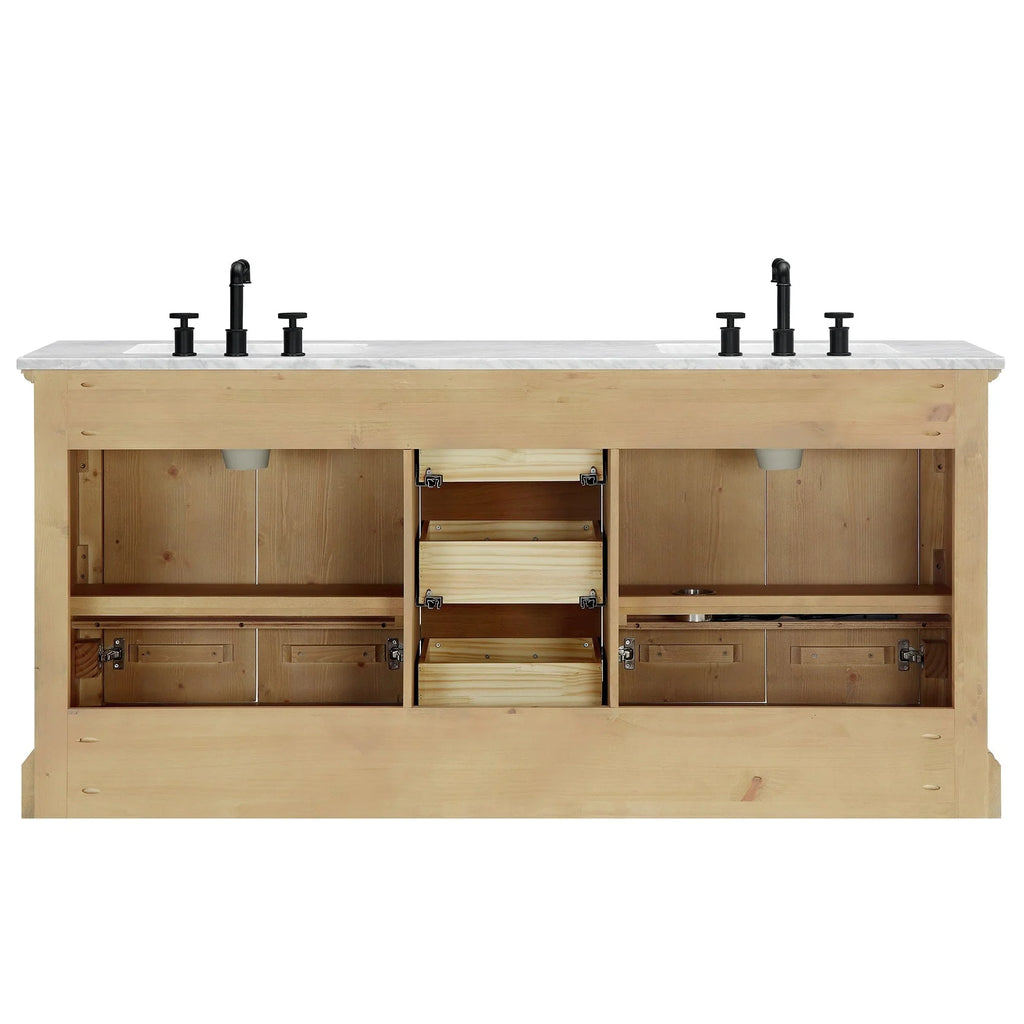 Hervas Meuble-lavabo avec dessus en marbre naturel sans miroir