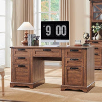 Bureau de direction 60 style ferme, bureau à domicile en bois, bureau informatique