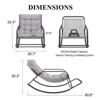 Fauteuil à bascule surdimensionné, transat d'extérieur très large de 204 kg avec coussins résistants à l'eau
