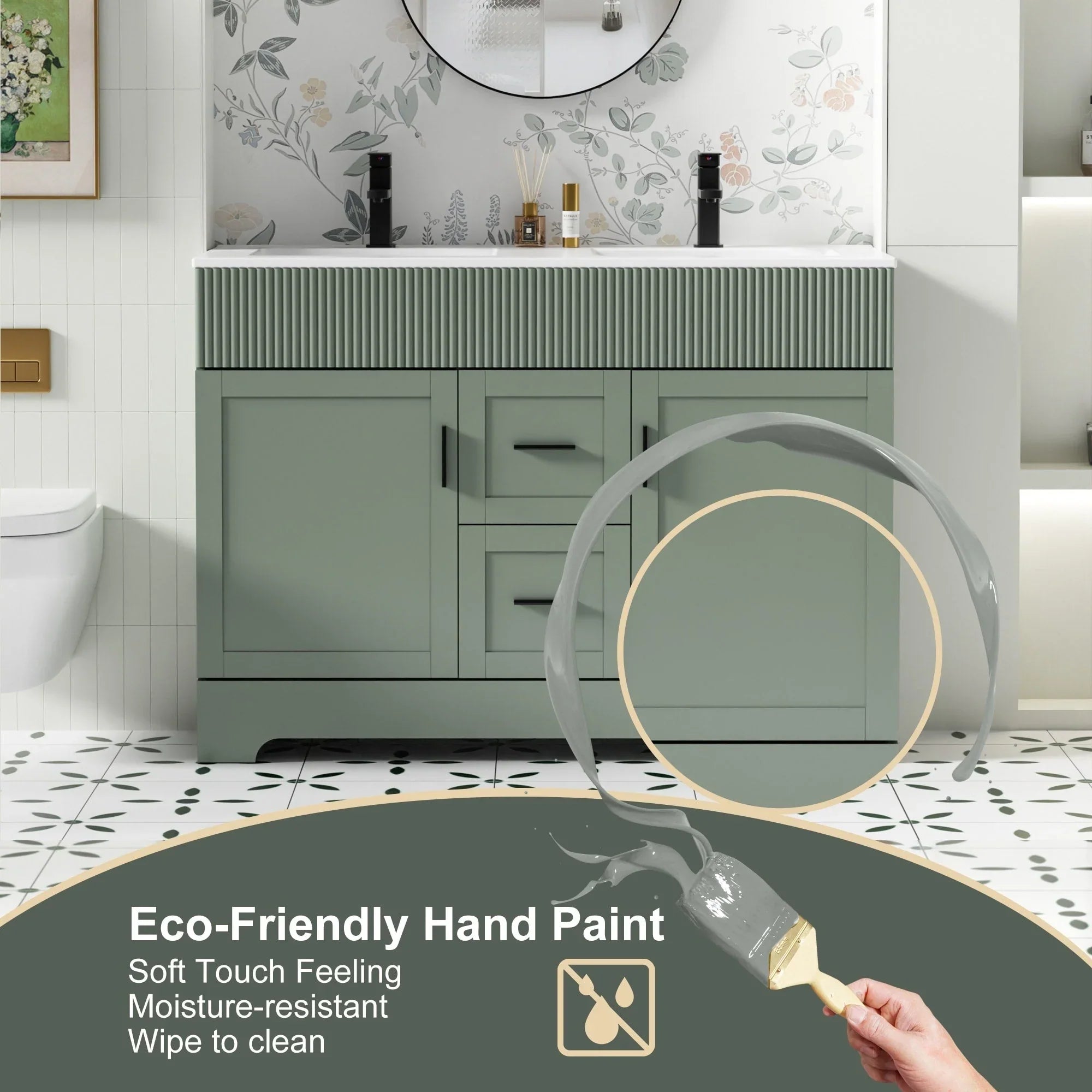 Wavy Line Ensemble meuble-lavabo de salle de bain 30/36/48 avec vasque & robinet