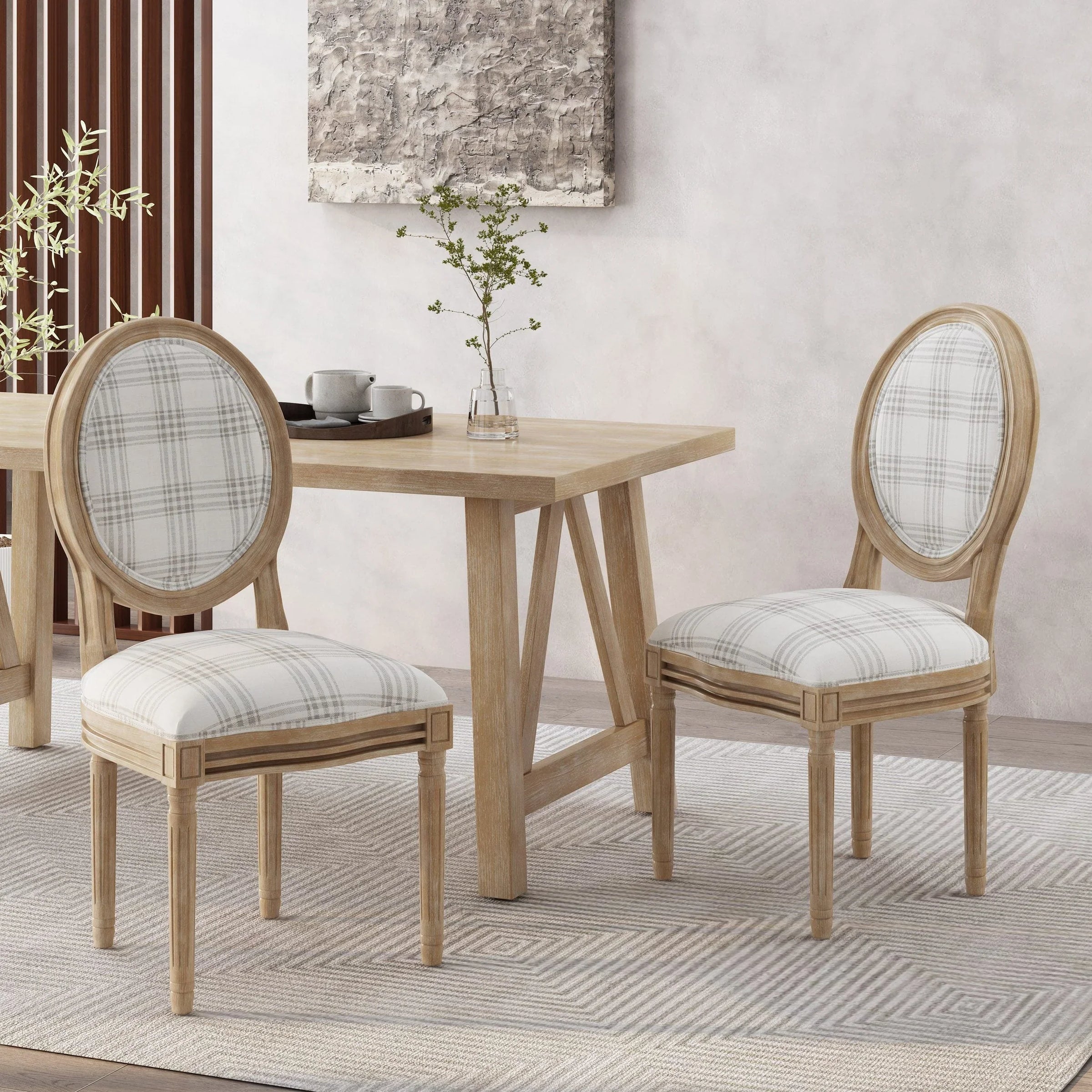 Chaises de salle à manger en tissu de style campagnard français - NH419413