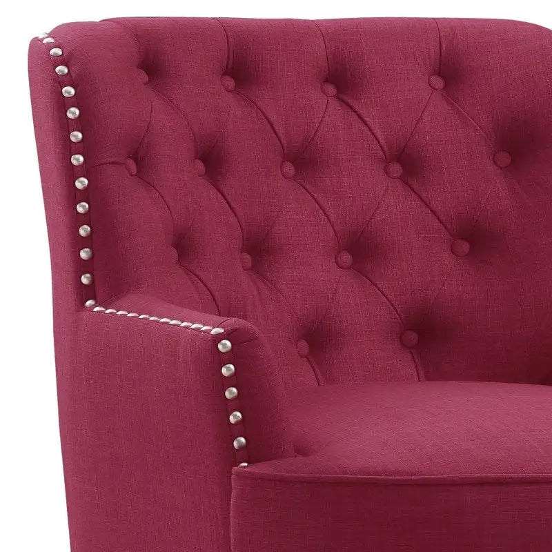 Moser Bay Mignon fauteuil d'appoint à oreilles capitonné en velours / lin 30 de large