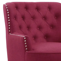 Moser Bay Mignon Fauteuil d'appoint à oreilles capitonné large de 76 cm en velours et lin