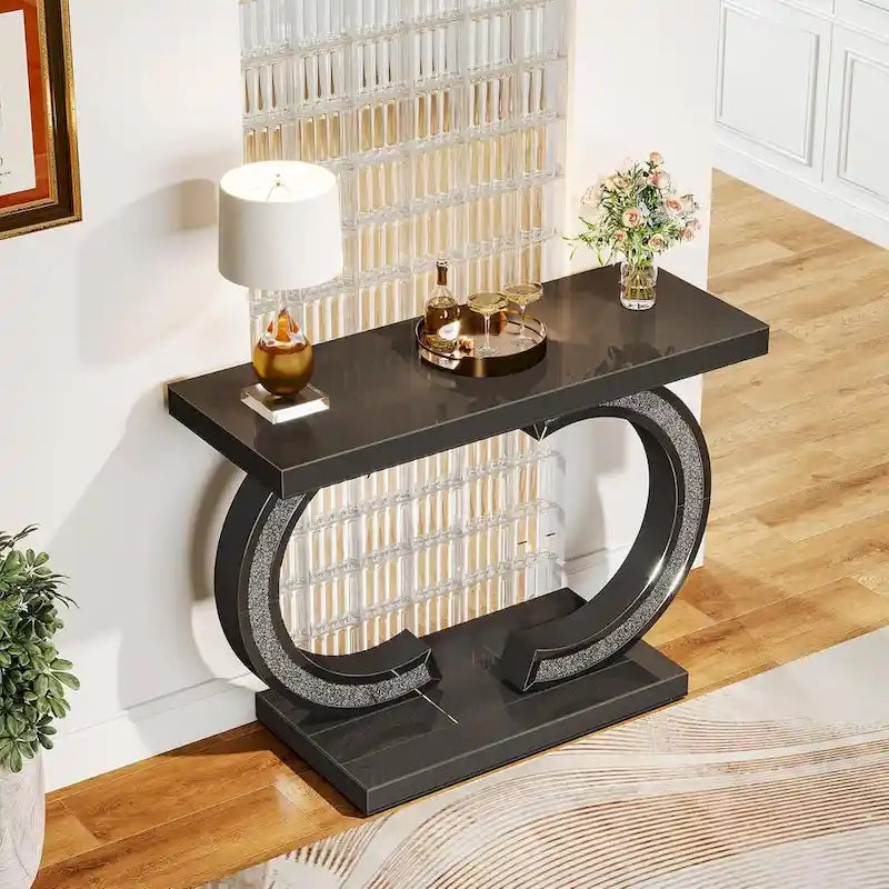 Console argentée, 39 table d'entrée à miroir pour entrée