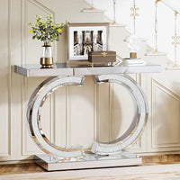 Console argentée, 39 table d'entrée à miroir pour entrée