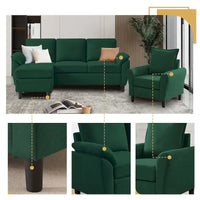 Canapé d'angle 3 places avec fauteuil et pouf pour salon