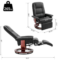 Fauteuil Inclinable HomCom en Similicuir Réglable Manuel à Base Pivotante avec Repose-Pieds Confortable et Relaxant