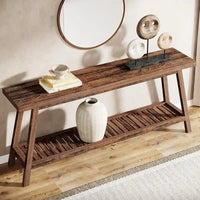 Table console de ferme de 70,9 pouces à 2 niveaux, étroite et longue, à placer derrière le canapé