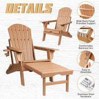 Chaise Adirondack pliante et réglable Vrakae avec ottoman