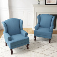 Lot de 2 fauteuils d'appoint à oreilles traditionnels rembourrés