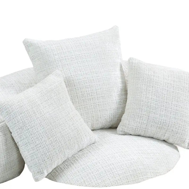 Canapé paresseux à dossier haut en chenille avec 3 coussins et pouf surdimensionné
