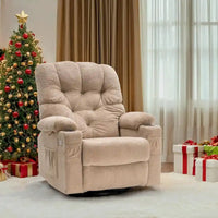 Fauteuil inclinable, pivotant et coulissant électrique avec porte-gobelets et ports USB, en tissu, une place
