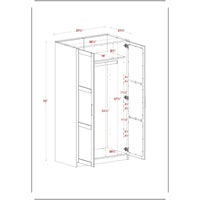 Palace Imports Armoire Urbaine 2 Portes 100% Bois Massif avec Portes Pleines et Miroirs