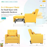 AECOJOY - Fauteuil convertible 3 en 1 avec coussin et dossier inclinable