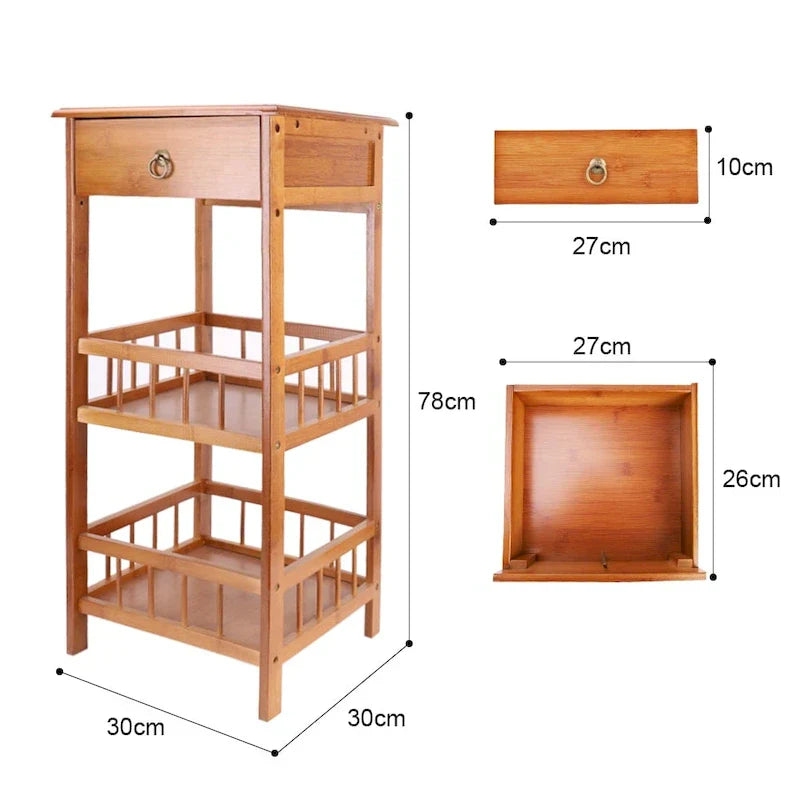 Table d'appoint en bois massif avec rangement