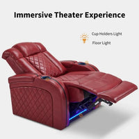 MCombo Fauteuil inclinable électrique avec appui-tête réglable, siège de home cinéma double moteur avec port USB, cuir respirant HTS411