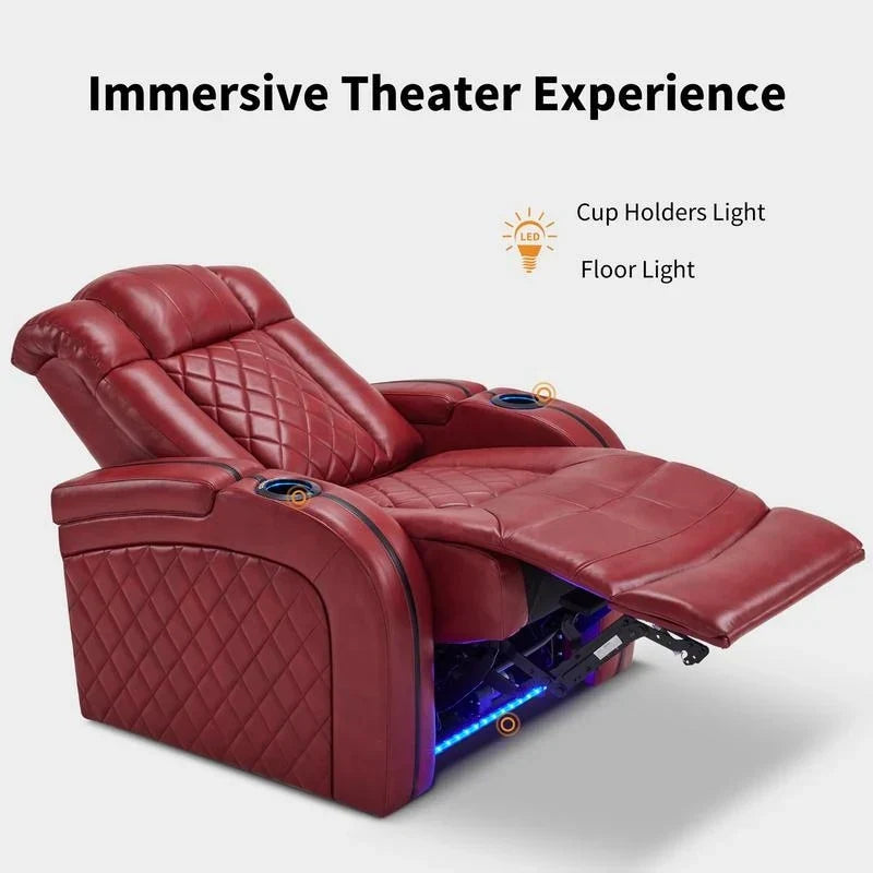 MCombo Fauteuil inclinable électrique avec appui-tête réglable, siège de home cinéma double moteur avec port USB, cuir respirant HTS411