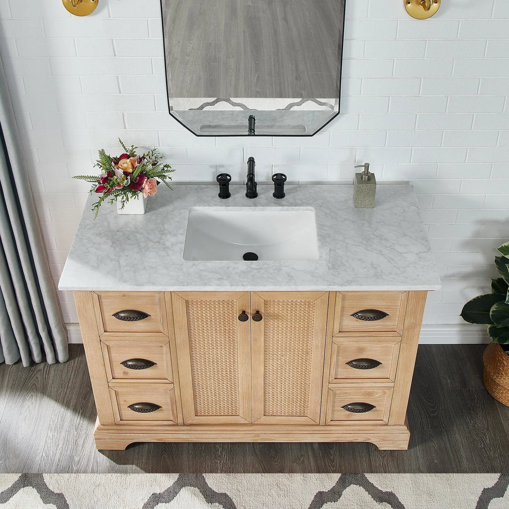 Hervas Meuble-lavabo avec dessus en marbre naturel sans miroir