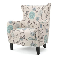 Fauteuil rembourré à dossier haut avec pieds en bois Modern Retro 30.25 pour le salon