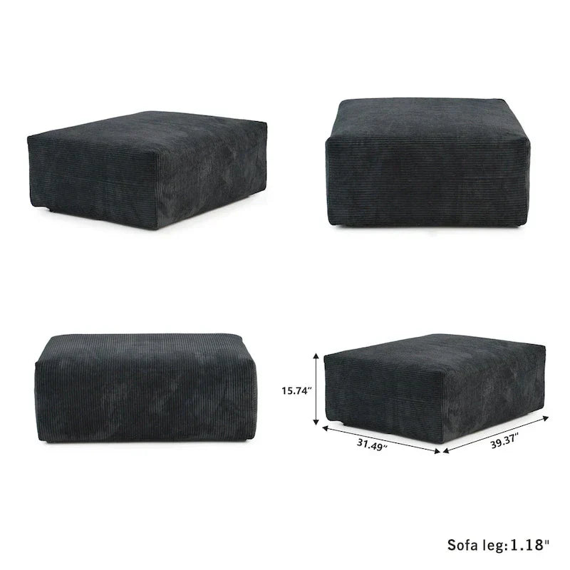 Grand canapé modulaire sectionnel en velours côtelé, en forme de U, 4 places avec 2 poufs et 5 oreillers