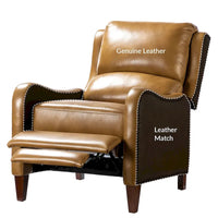 Fauteuil inclinable Brigida moderne en cuir véritable avec clous décoratifs et repose-pieds réglable (lot de 2) par HULALA HOME