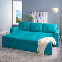 Canapé sectionnel réversible avec lit escamotable, méridienne de rangement dissimulée, pieds durables,