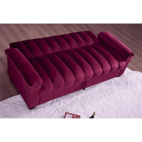 Canapé-lit convertible en velours de 82,7 po avec 2 oreillers