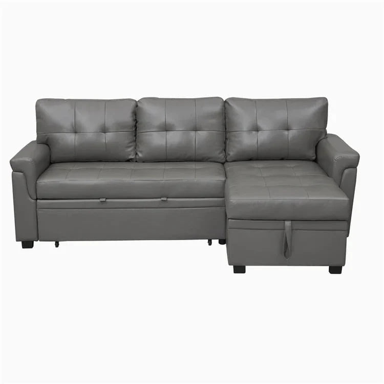Canapé sectionnel convertible réversible avec lit escamotable, méridienne de rangement dissimulée et pieds durables