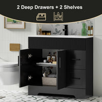 Wavy Line Ensemble meuble-lavabo de salle de bain 30/36/48 avec vasque & robinet