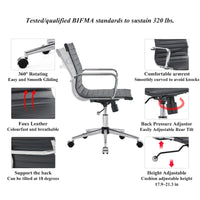 Chaise de bureau à dossier cannelé LUXMOD pour ordinateur et télétravail