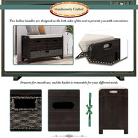 Banc de rangement en bois avec 2 paniers tressés par Harper&Bright Designs