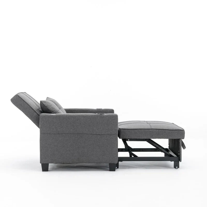 Fauteuil Lit Futon Convertible Fauteuil 3-en-1 Fauteuils Lits avec Ports USB