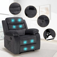 Fauteuil Inclinable Moelleux avec Fonction Massage et Chaleur