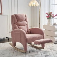Fauteuil à Bascule d'Allaitement Ergonomique en Tissu avec Repose-Pieds Réglable