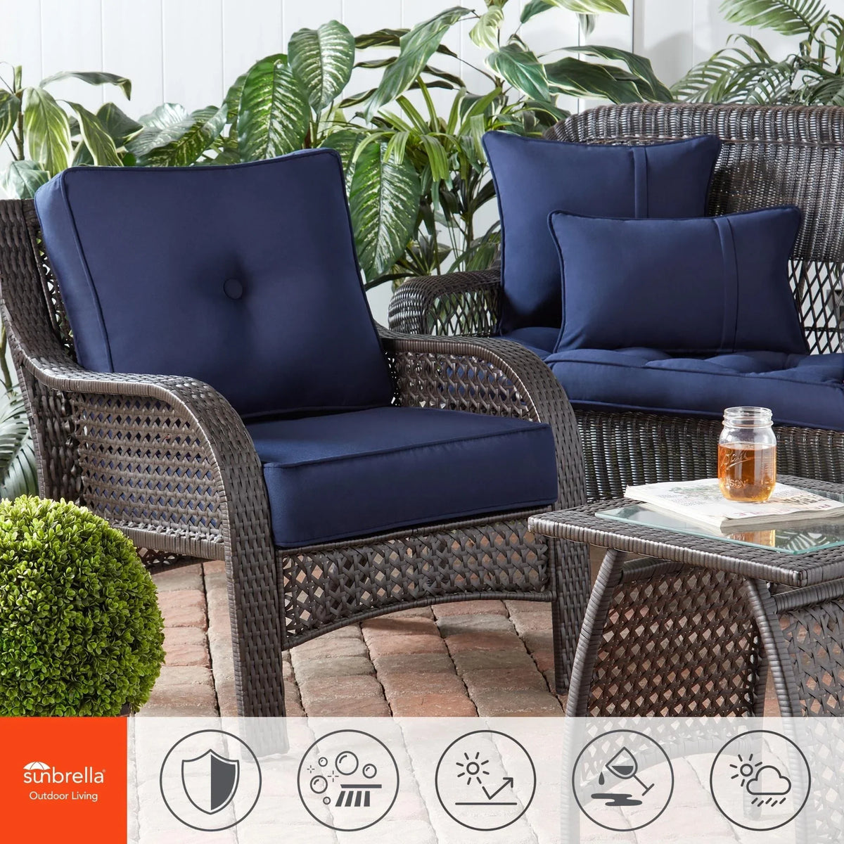 Sunbrella Ensemble de coussins d'extérieur à assise profonde premium 2 pièces