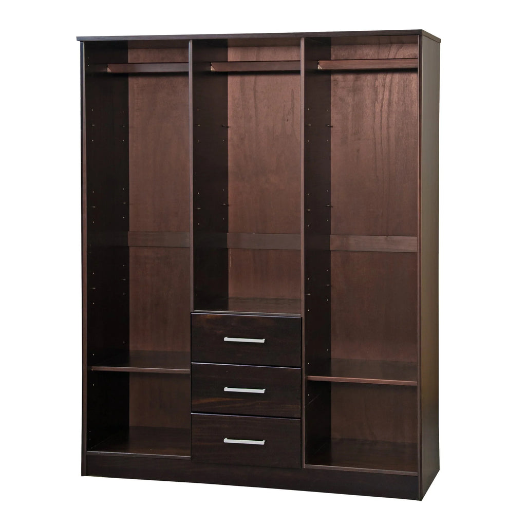 Palace Imports Armoire-penderie Cosmo 3 portes 100% bois massif avec portes en bois massif ou miroir