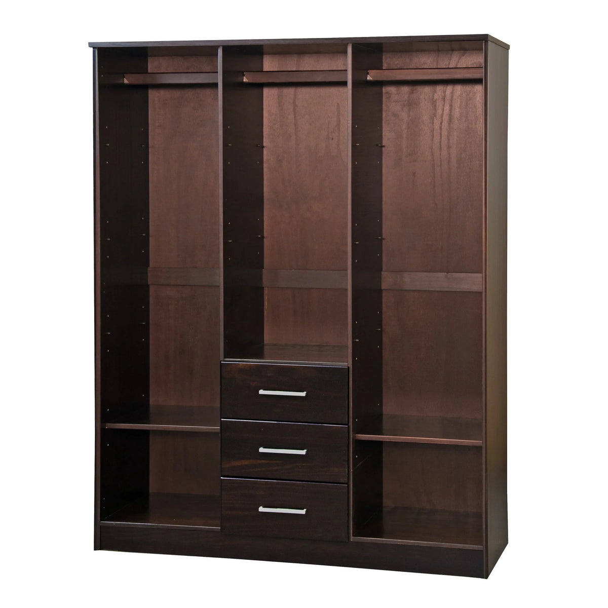 Palace Imports Armoire-penderie Cosmo 3 portes 100% bois massif avec portes en bois massif ou miroir