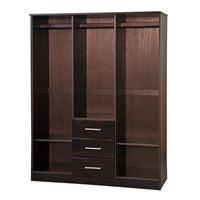 Palace Imports Armoire-penderie Cosmo 3 portes 100% bois massif avec portes en bois massif ou miroir
