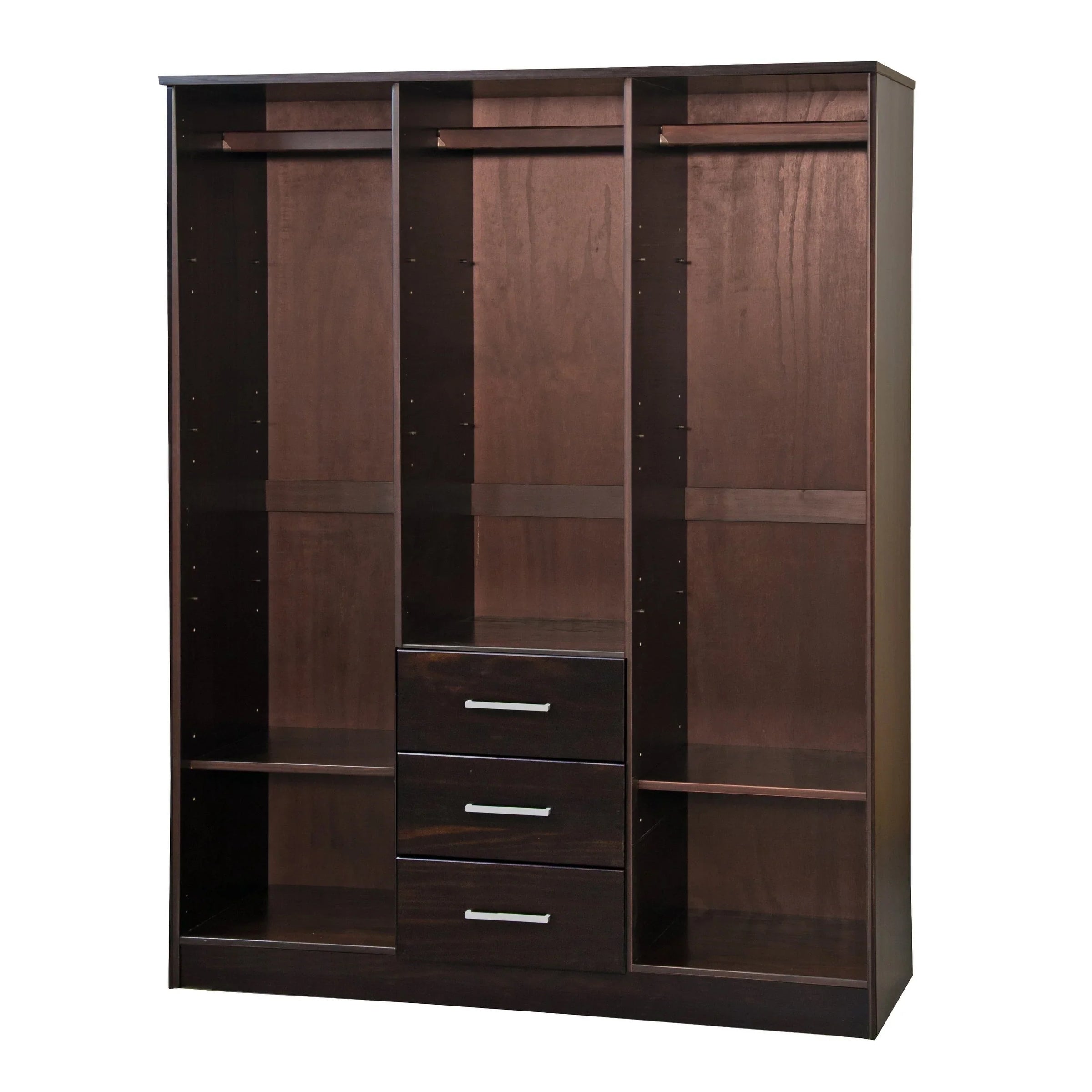 Palace Imports Armoire-penderie Cosmo 3 portes 100% bois massif avec portes en bois massif ou miroir