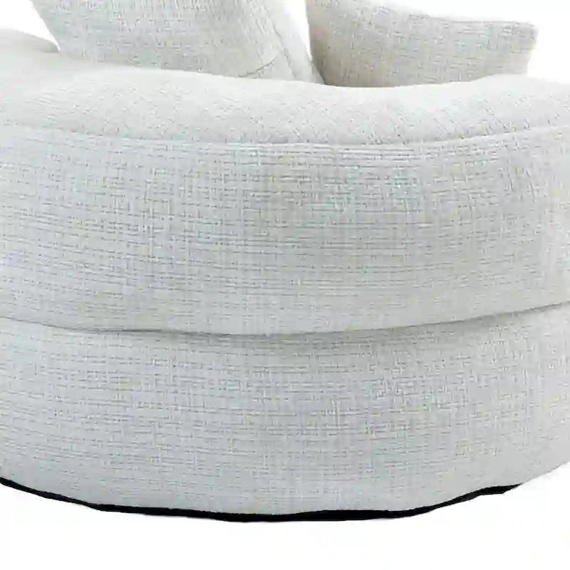 Canapé paresseux à dossier haut en chenille avec 3 coussins et pouf surdimensionné