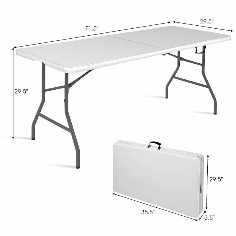 Table pliante Costway 180 cm portable plastique intérieur extérieur pique-nique fête