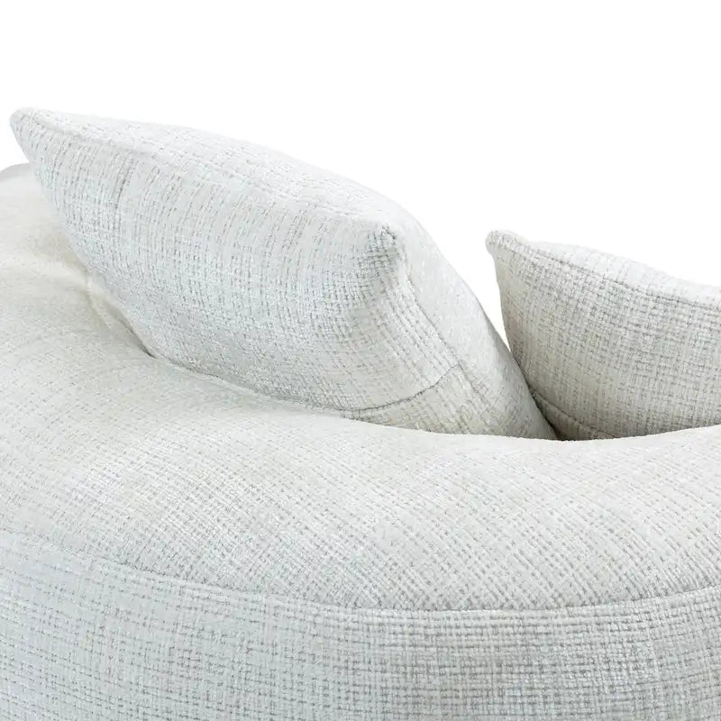 Canapé paresseux à dossier haut en chenille avec 3 coussins et pouf surdimensionné